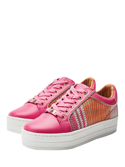 Moda in Pelle Buttercupp Lace Up Trainers, Pink/Orange - view 2, Pink/Orange