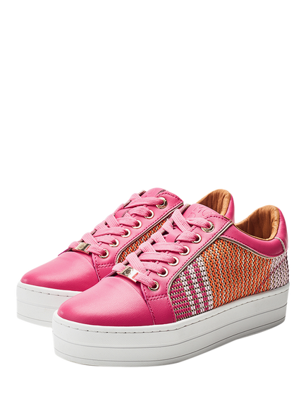 Moda in Pelle Buttercupp Lace Up Trainers, Pink/Orange - view 2, Pink/Orange