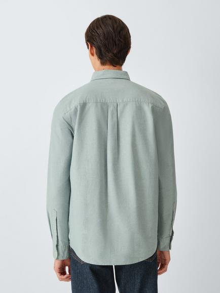 John Lewis Button Down Cotton Oxford Shirt, Green - view 2, Green
