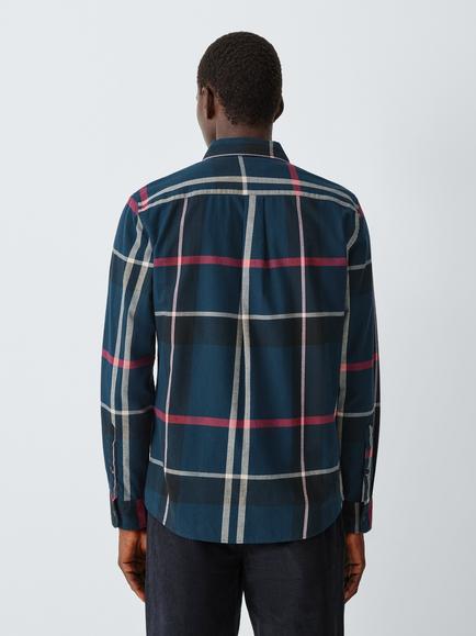 John Lewis Check Cotton Shirt, Navy/Red - view 2, Navy/Red