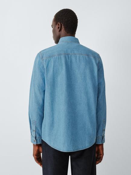John Lewis Denim Shirt, Mid Blue - view 2, Mid Blue