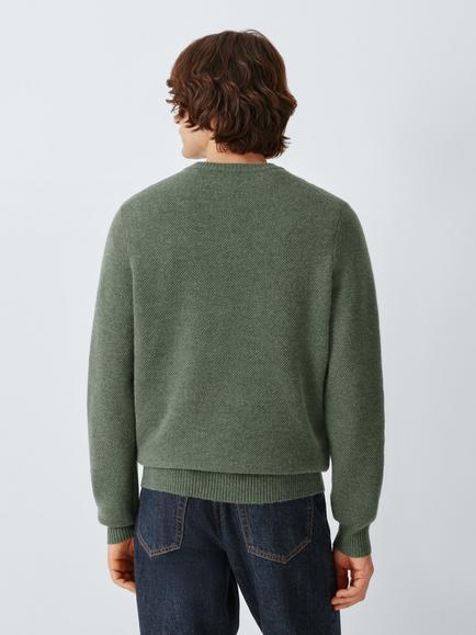 John Lewis Cashmere Crew Neck Jumper, Basil Melange - view 2, Basil Melange
