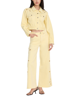 Good American High Rise Wide Leg Palazzo Ankle Jeans, Anise Yellow - view 2, Anise Yellow