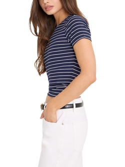 Good American Striped Super Stretch Cropped T-Shirt, Horizon Ink - view 2, Sss Horizon Ink