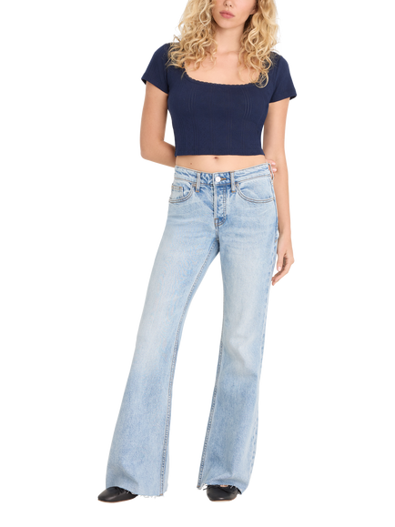Good American Vintage Low Rise Flared Jeans, Indigo1288, Indigo1288