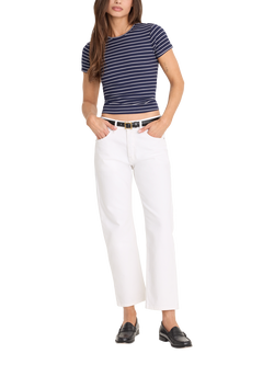 Good American Vintage Mid Rise Straight Leg Ankle Jeans, White, White001