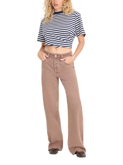 Good American Vintage Wide Leg Stretch Denim Jeans, Brown, Brown