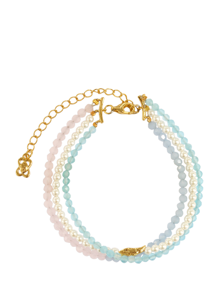 Ottoman Hands Waterproof Layered Beaded Bracelet, Gold, Gold