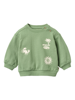 WHEAT Baby Elliot Signature Artwork Sweatshirt, Green, Green