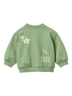 WHEAT Baby Elliot Signature Artwork Sweatshirt, Green - view 2, Green