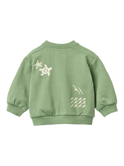 WHEAT Baby Elliot Signature Artwork Sweatshirt, Green - view 2, Green