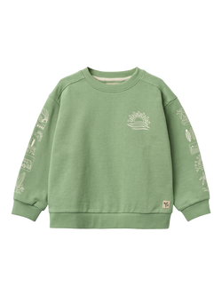 WHEAT Baby Ellis Printed Sleeve Patch Logo Sweatshirt, Green, Green