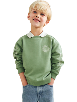 WHEAT Baby Ellis Printed Sleeve Patch Logo Sweatshirt, Green - view 2, Green