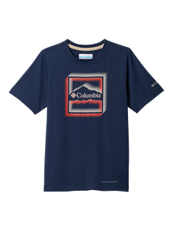 Columbia Kids' Tech Trail Graphic T-Shirt, Navy Landscape, Navy Landscape