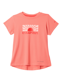 Columbia Kids' Tech Trail Graphic T-Shirt, Hot Coral Pink, Hot Coral Pink