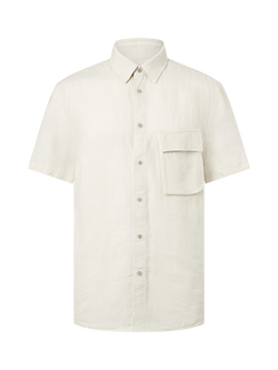 Belstaff Linen Regular Fit Short Sleeve Scale Shirt, Silver Birch, Silver Birch