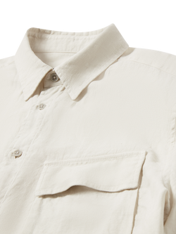 Belstaff Linen Regular Fit Short Sleeve Scale Shirt, Silver Birch - view 2, Silver Birch