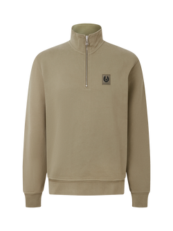 Belstaff Quarter-Zip Cotton Sweatshirt, Fatigue Green, Fatigue Green