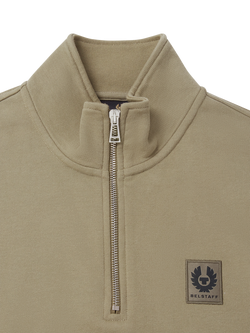 Belstaff Quarter-Zip Cotton Sweatshirt, Fatigue Green - view 2, Fatigue Green