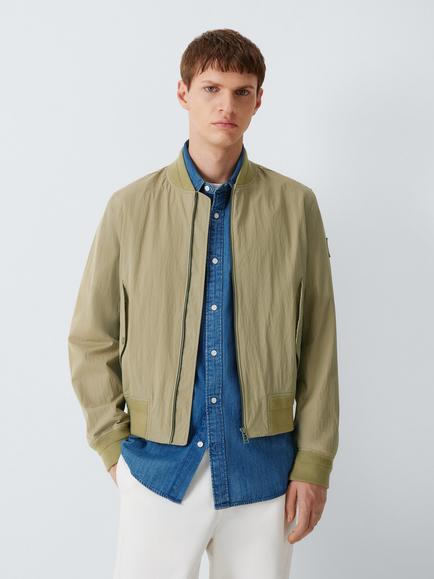 Belstaff Carrier Cotton Blend Bomber Jacket, Fatigue Green, Fatigue Green