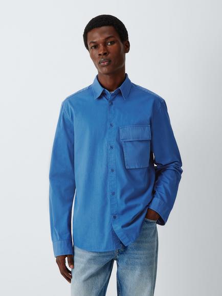 Belstaff Cotton Regular Fit Scale Shirt, Marine Blue, Marine Blue