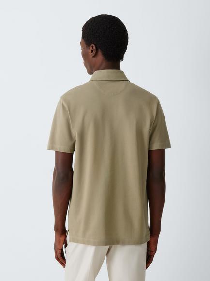 Belstaff Curator Cotton Regular Fit Short Sleeve Polo Shirt, Fatigue Green - view 2, Fatigue Green