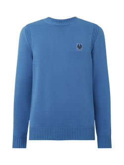 Belstaff Watch Cotton Crew Neck Sweater, Marine Blue, Marine Blue