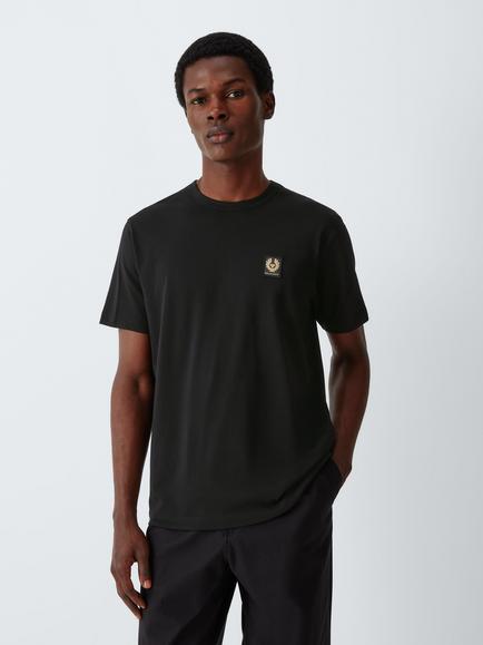 Belstaff Cotton Regular Fit Short Sleeve T-Shirt, Black, Black