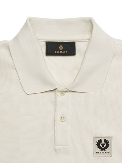 Belstaff Cotton Regular Fit Long Sleeve Polo Shirt, Silver Birch - view 2, Silver Birch