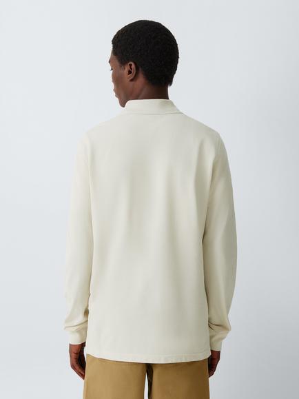 Belstaff Cotton Regular Fit Long Sleeve Polo Shirt, Silver Birch - view 2, Silver Birch