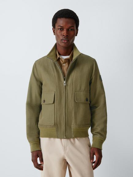 Belstaff Helston Linen Blend Jacket, True Olive, True Olive