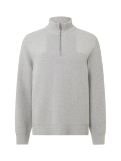Belstaff Commander Cotton Quarter-Zip Jumper, Old Silver Heather, Old Silver Heather