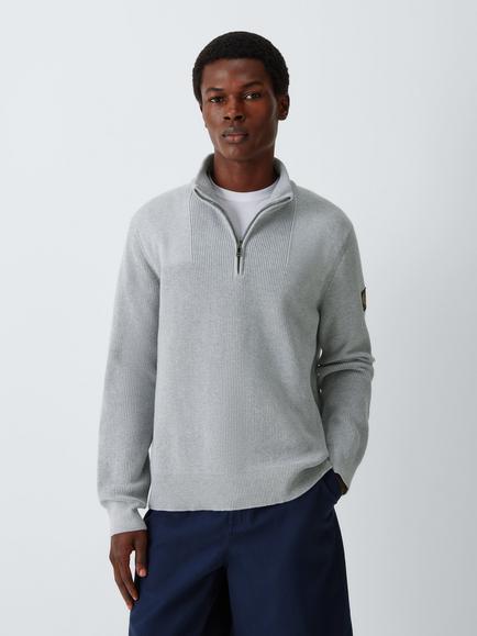 Belstaff Commander Cotton Quarter-Zip Jumper, Old Silver Heather, Old Silver Heather