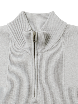 Belstaff Commander Cotton Quarter-Zip Jumper, Old Silver Heather - view 2, Old Silver Heather