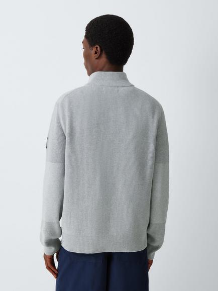 Belstaff Commander Cotton Quarter-Zip Jumper, Old Silver Heather - view 2, Old Silver Heather