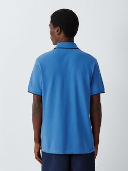Belstaff Cotton Regular Fit Short Sleeve Tipped Polo Shirt, Marine Blue - view 2, Marine Blue