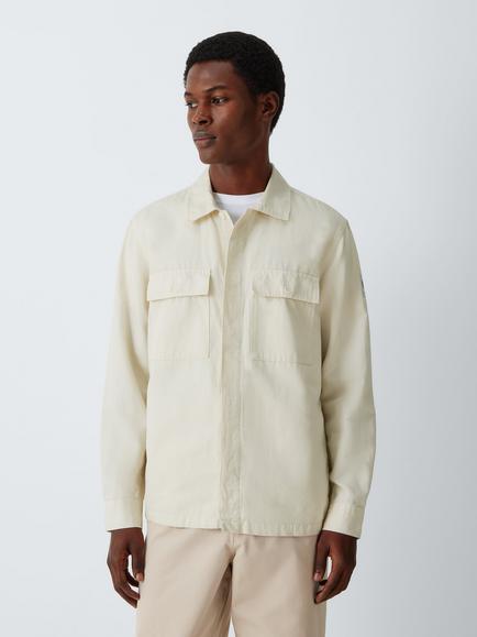 Belstaff Maritime Cotton Linen Blend Overshirt, Silver Birch, Silver Birch