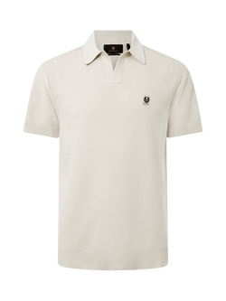 Belstaff Silk Blend Slim Fit Short Sleeve Polo Shirt, Silver Birch, Silver Birch
