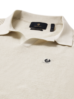 Belstaff Silk Blend Slim Fit Short Sleeve Polo Shirt, Silver Birch - view 2, Silver Birch