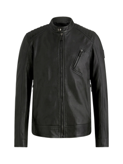 Belstaff Leather V Racer Jacket, Black, Black