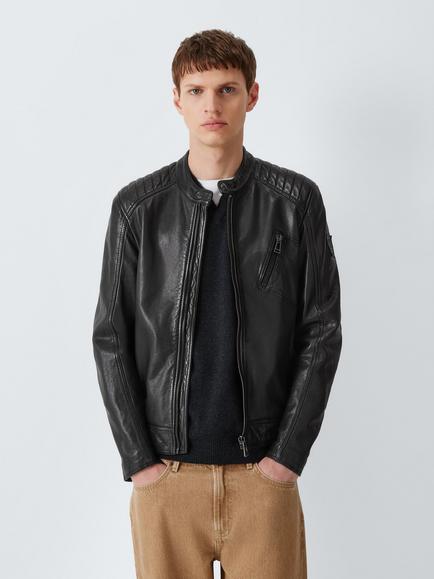 Belstaff Leather V Racer Jacket, Black, Black