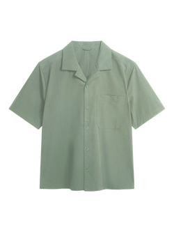 Percival Cropped Short Sleeve Cotton Shirt, Pistachio, Pistachio