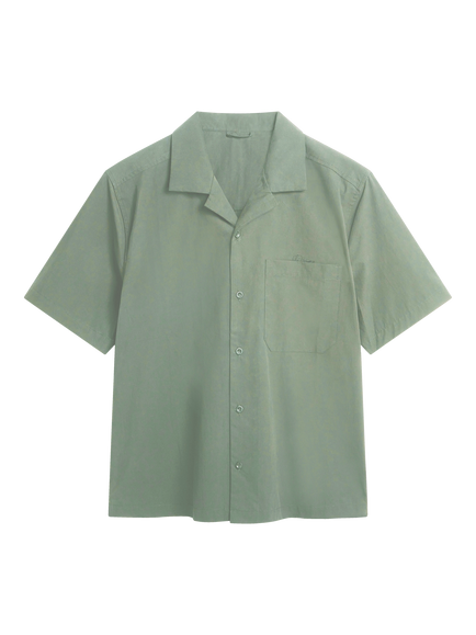 Percival Cropped Short Sleeve Cotton Shirt, Pistachio, Pistachio