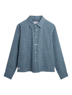 Percival Hinsley Cropped Cotton Shirt, Blue, Blue