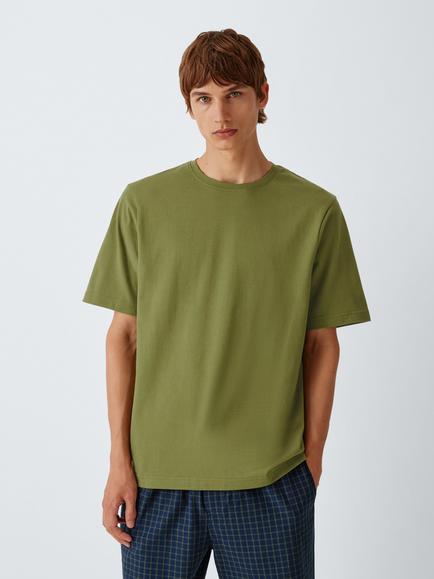 John Lewis Organic Cotton Crew Neck T-Shirt, Green Olive, Green Olive