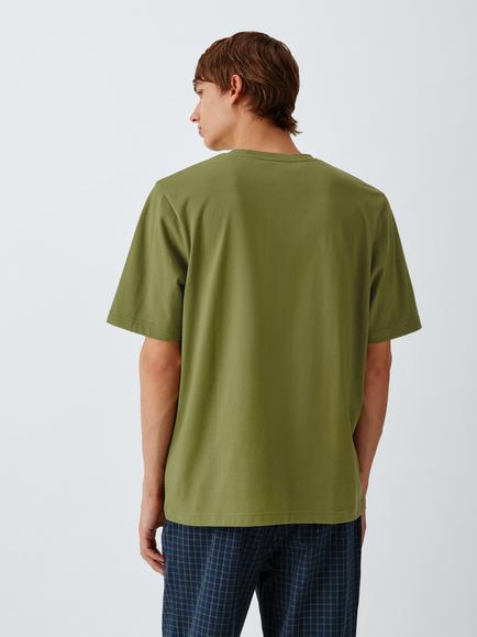 John Lewis Organic Cotton Crew Neck T-Shirt, Green Olive - view 2, Green Olive