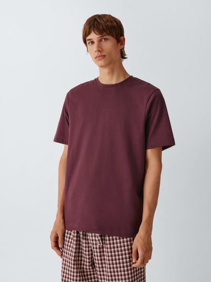 John Lewis Organic Cotton Crew Neck T-Shirt, Red Berry, Red Berry