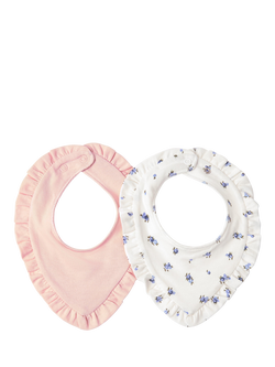 Lindex Baby Ruffle Bib, Pack of 2, Pink/White, Pink/White