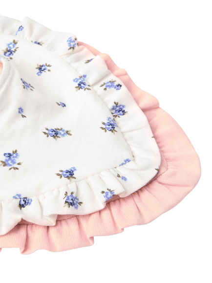 Lindex Baby Ruffle Bib, Pack of 2, Pink/White - view 2, Pink/White