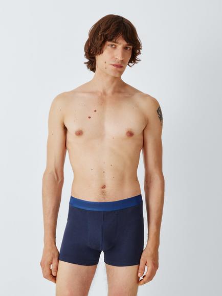 John Lewis Organic Cotton Waistband Trunks, Pack of 3, Blue Navy, Blue Navy